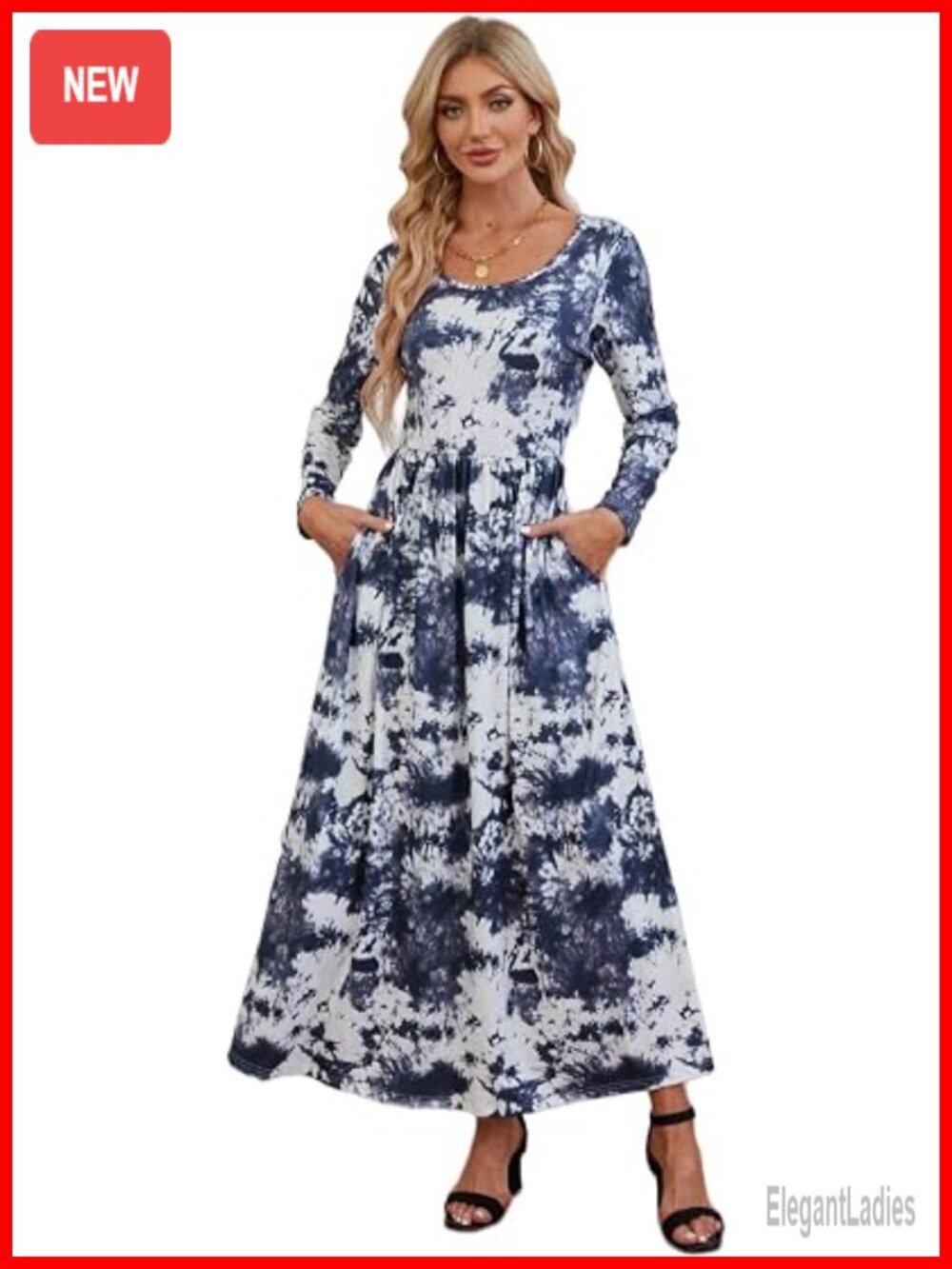Casual Long Sleeve Maxi Dress with Pockets